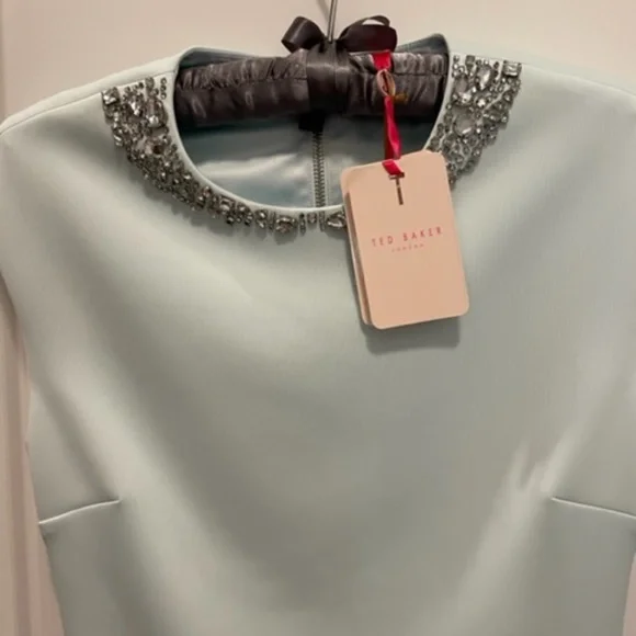 TED BAKER BETIANA EMBELLISHED BODY CON DRESS MINT GREEN SIZE 2 (US 4) - Picture 4 of 8